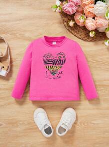 Baby Girl Heart & Slogan Graphic Tee - Hot Pink - View 1