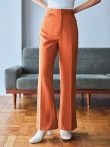 FRIFUL Slant Pocket Solid Pants - Rust Brown - View 5