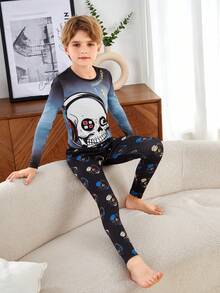 SHEIN 少年男孩卡通圖形t卹和褲子緊身睡衣套裝 - 彩色 - 查看 6