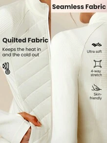 Lifespree 拉鏈開襟拇指孔斜口袋運動夾克 - 米色 - 查看 3