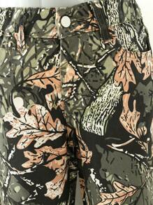 SHEIN Explorewe Young Boy Plants Print Straight Leg Jeans - Army Green - View 6