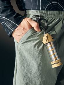 In My Nature Men 1pc Solid Drawstring Waist Outdoor Pants - Green - View 7