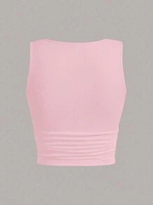 SHEIN Unity 標語圖案背心上衣 - 粉色 - 查看 2