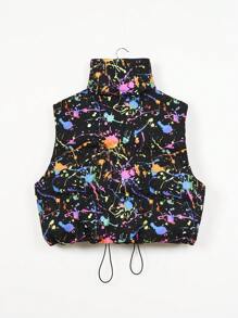 SHEIN EZwear Plus 反光图案印花连帽夹棉大衣 - 彩色 - 查看 2