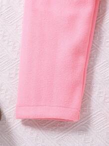 SHEIN Tween Girl Mesh Frill Trim Jacket & Pleated Dress - Pink - View 4