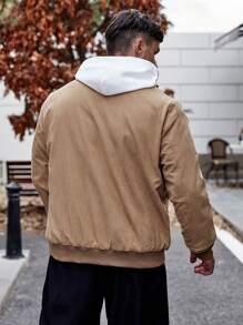 Manfinity Homme Men Plus Letter Patched Zip Up Jacket