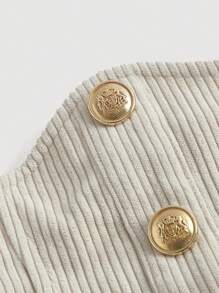 SHEIN MOD 前紐扣翻蓋細節喇叭下擺半身裙 - 卡其色 - 查看 4