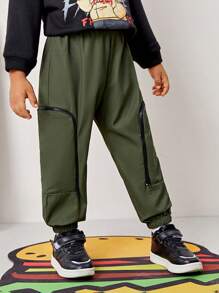 SHEIN Chico joven Pantalones en contraste cremallera