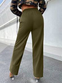 SHEIN SXY Women's Green Waist Belted Long Pants