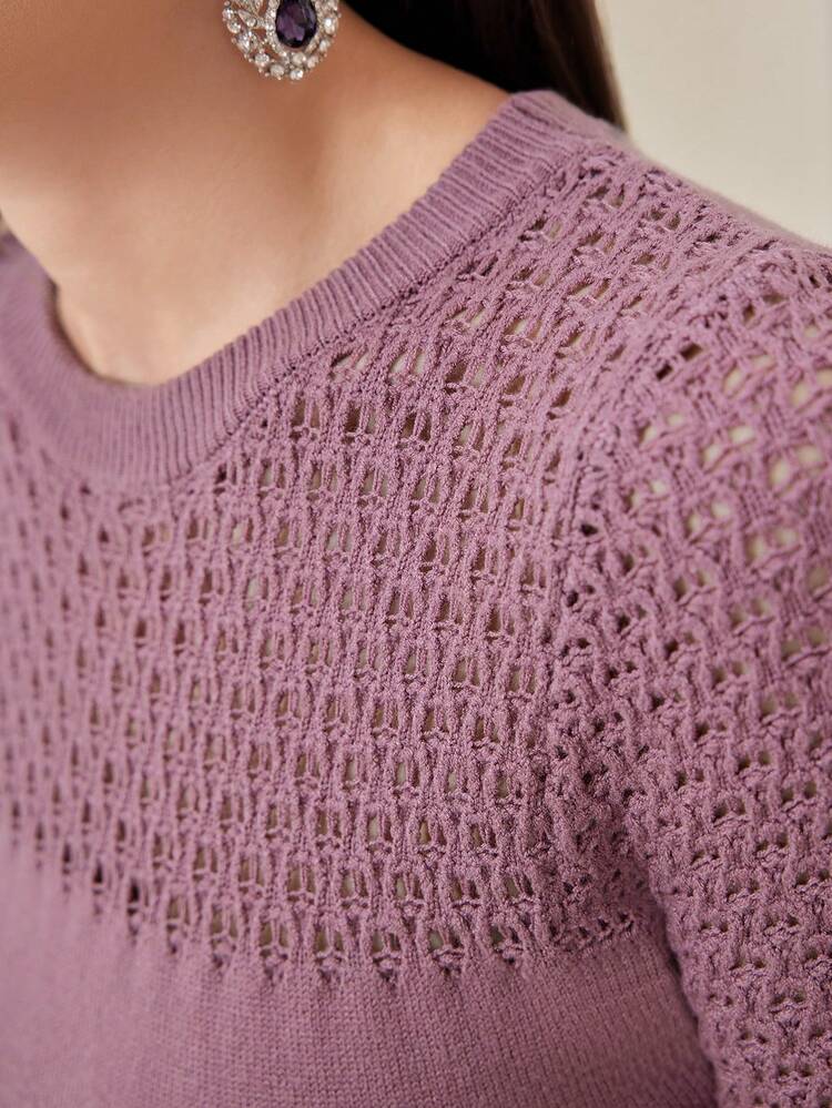 Solid Color Round Neck Asymmetric Hem Sweater Dress