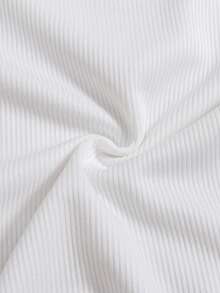 SHEIN Young Girl Ruffle Trim Tee & Letter Patched Overall Dress - Purple - View 6