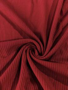 Half Button Scoop Neck Tee - Burgundy - View 4