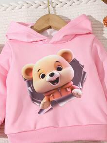 Áo nỉ in hình gấu cho bé gái - Hồng - Xem 4