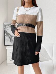 SHEIN Maternity Color Block Cable Knit Dress