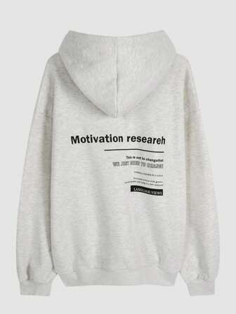 Slogan Graphic Drop Shoulder Oversized hoodie, långärmade toppar