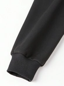 SHEIN Unity Đồ họa Chữ cái Lót nhiệt Áo nỉ - màu đen - Xem 4