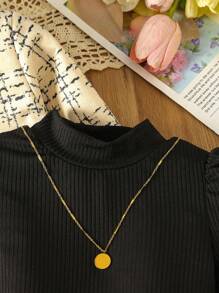 SHEIN Cô Gái Trẻ In kẻ sọc Áo khoác & Cổ giả Áo thun & Váy - màu đen - Xem 3