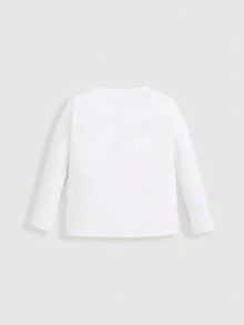 SHEIN Đứa bé gái 2 Miếng Donut & Đồ họa Khẩu hiệu Áo thun - trắng - Xem 6
