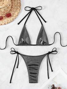 Swim SXY 微三角杯打結側面比基尼套裝 - 彩色 - 查看 4