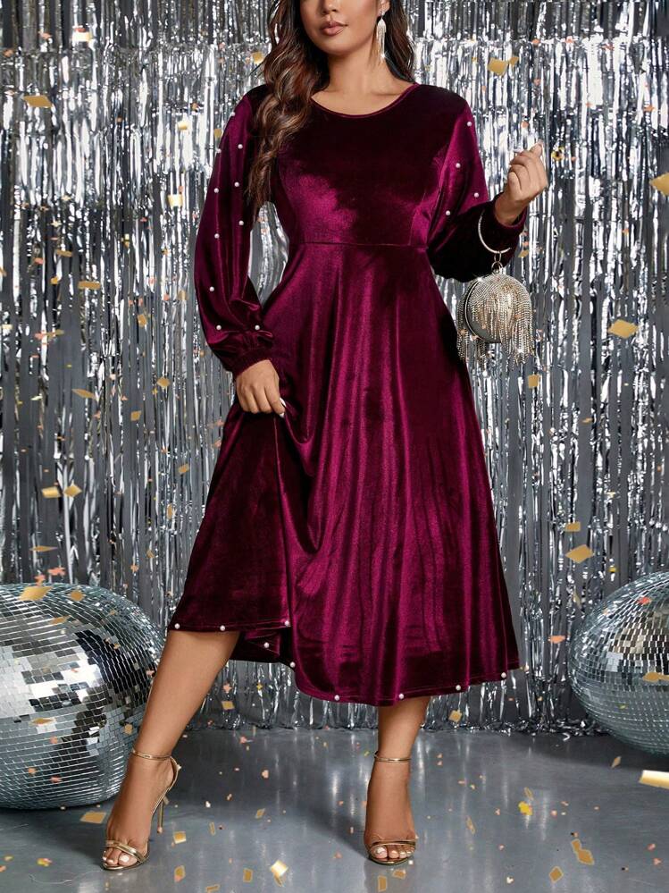Long sleeve studded dress deals