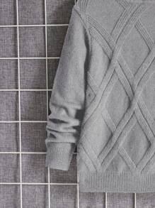 SHEIN Leap Crew 男大童高領條紋針織套頭毛衣