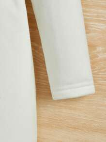 SHEIN 嬰兒女寶寶休閒針織立領長袖連衣裙,帶字母印花,附贈袋子 - 白色 - 查看 4