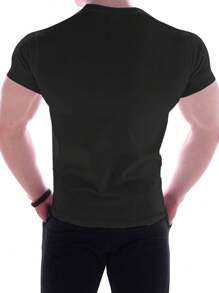 Manfinity Sport Corelite Manfinity Fitness Boyfriend Style Men Letter Graphic Sports Tee  Workout Tops  Workout Tops  Basketball  Back To School Graphic T Shirt Graphic Boyfriend Style Men T Shirt,Gym Clothes, Men's Gym Tee, Black Gym Tee Workout Tops Breathable - Black - View 2