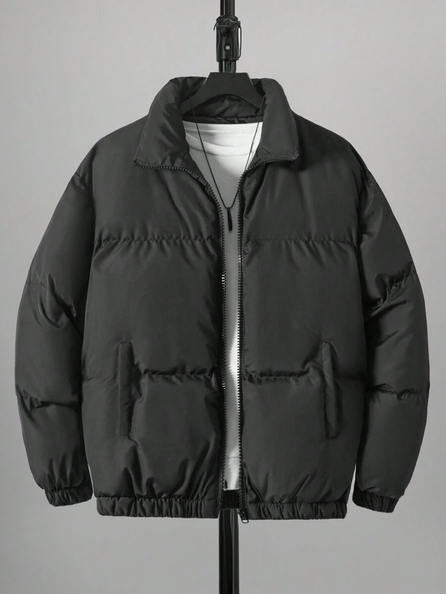 RueChic Men Zip Up Puffer Coat Without Tee - Black - View 1