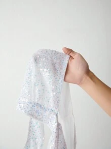 SHEIN ICON Sequin Halter Top With Arm Sleeves - White - View 6