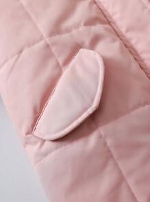 SHEIN Tween Girl Flap Detail Hooded Padded Coat - Baby Pink - View 6