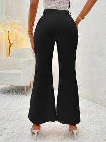 Zolique Pantalones de traje pierna amplia - Negro - Ver 2