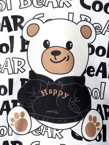 男童熊與字母圖案t恤和運動長褲 - 白色 - 查看 6