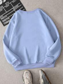 SHEIN EZwear 山和字母圖案加絨內裏運動衫