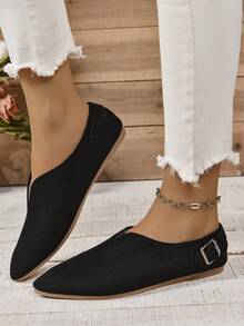 Kích thước lớn Giải trí Đúng mốt Cổ điển Giày đế bệt Của phụ nữ Giày phẳng - màu đen - Xem 3