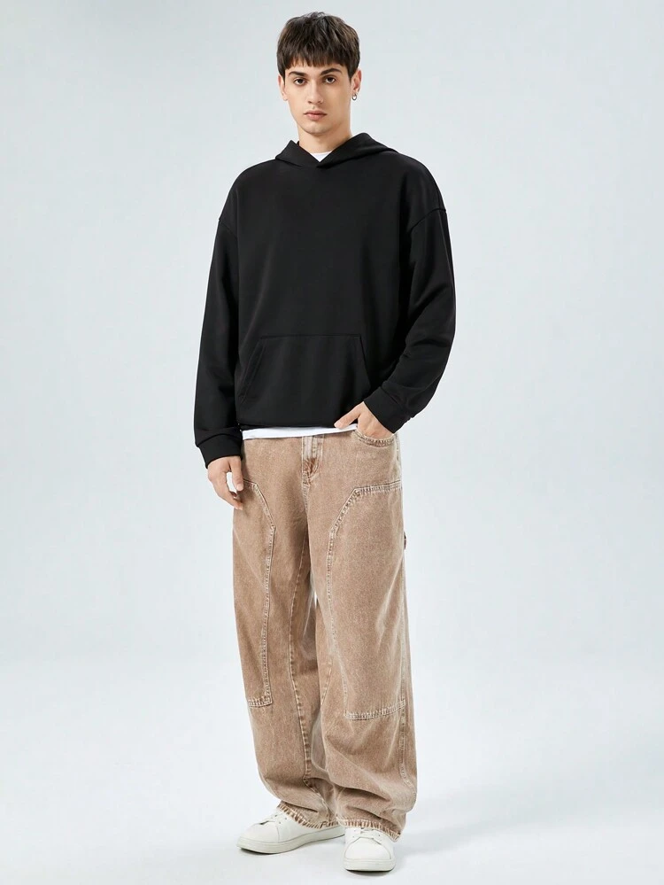 Men Slogan & Hamburger Graphic Hoodie