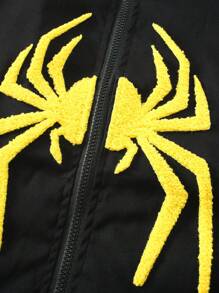 Manfinity Roughcore Men Spider Flocking Zip Up Bomber Jacket - Black - View 8