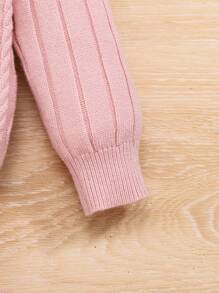 SHEIN 嬰兒女孩休閒寬鬆毛衣和裙子,圓領長袖上衣套裝 - 粉色 - 查看 4