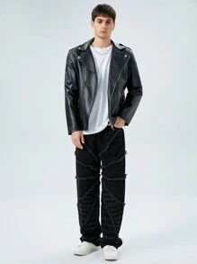 Manfinity RebelGame 男性牛仔褲 - 黑色 - 查看 4