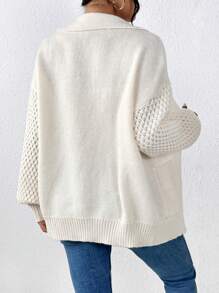 SHEIN Frenchy Dual Pocket Drop Shoulder Duster Cardigan - Beige - View 2