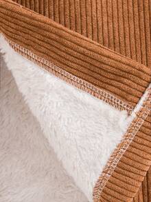 SHEIN 男小童字母補丁細節羊絨領口加絨內裏外套