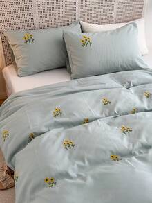 3 piezas Set colcha con bordado - Verde - Ver 4