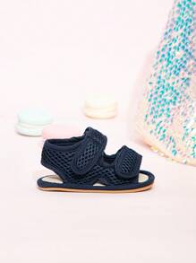 Giày đế bằng có khóa dán móc và vòng cho trẻ sơ sinh, Giày đế bằng thời trang mùa hè - Màu xanh lam - Xem 5