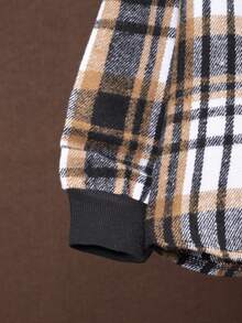 男小童格紋印花連帽襯衫和褲子