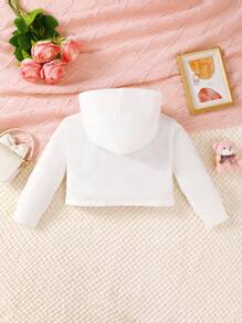 SHEIN Young Girl Bear & Slogan Graphic Sweatshirt - White - View 2