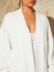 SHEIN SXY Thả vai Mở Mặt trước Áo nịt dài - trắng - Xem 4