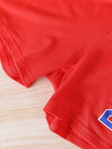 SHEIN Baby Boy Letter Graphic Contrast Binding Tank Top & Shorts - Multicolor - View 7