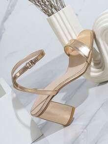 時尚方頭優雅&經典華麗高跟鞋適合女士 - 金色 - 查看 4