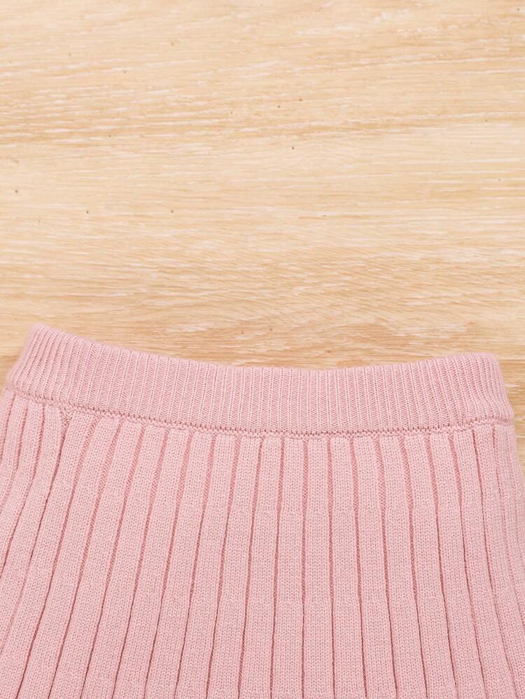 Baby Girls' Casual Loose Fit Sweater And Skirt With Round Neckline Long Sleeve Top Set