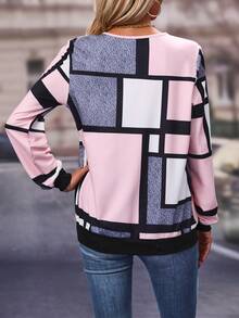 SHEIN LUNE In Địa lý Một nửa khóa kéo Áo nỉ - Nhiều màu - Xem 2