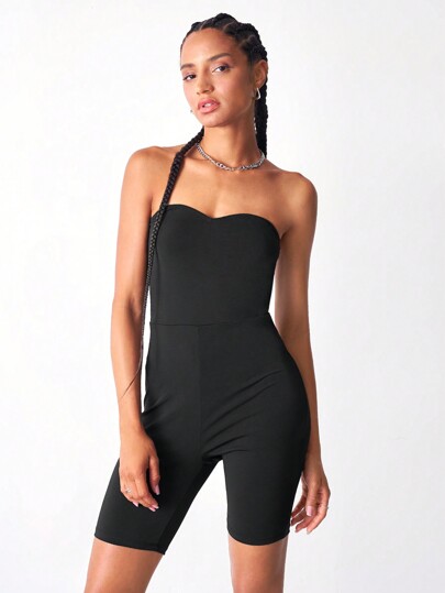 Unitard Solid Romper Without Belt